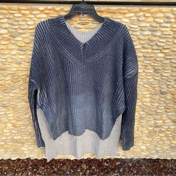 Naadam Wool/Cashmere Blend Gray Cable Ombre Over Sized Sweater. Size Small. NWT! - Picture 1 of 10